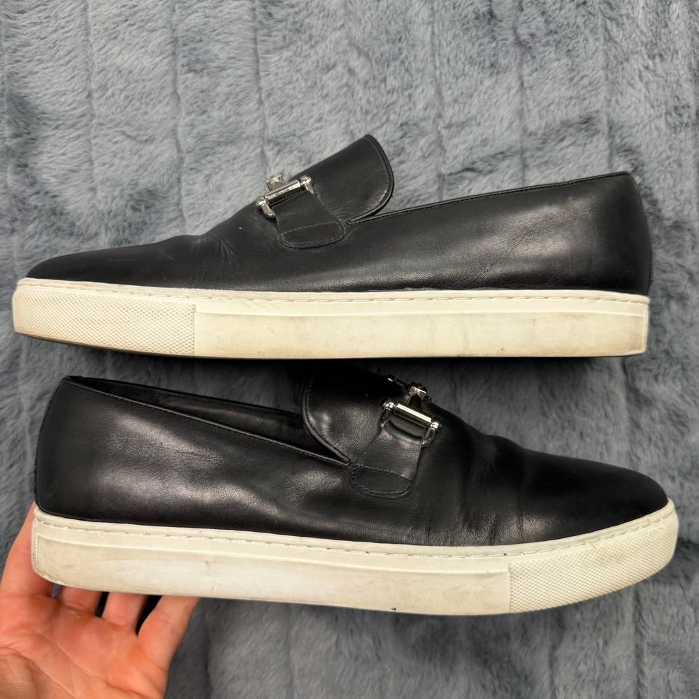 Marc Nolan Boardwalk Black Leather Buckle Slip On Sneaker Loafers Mens 10